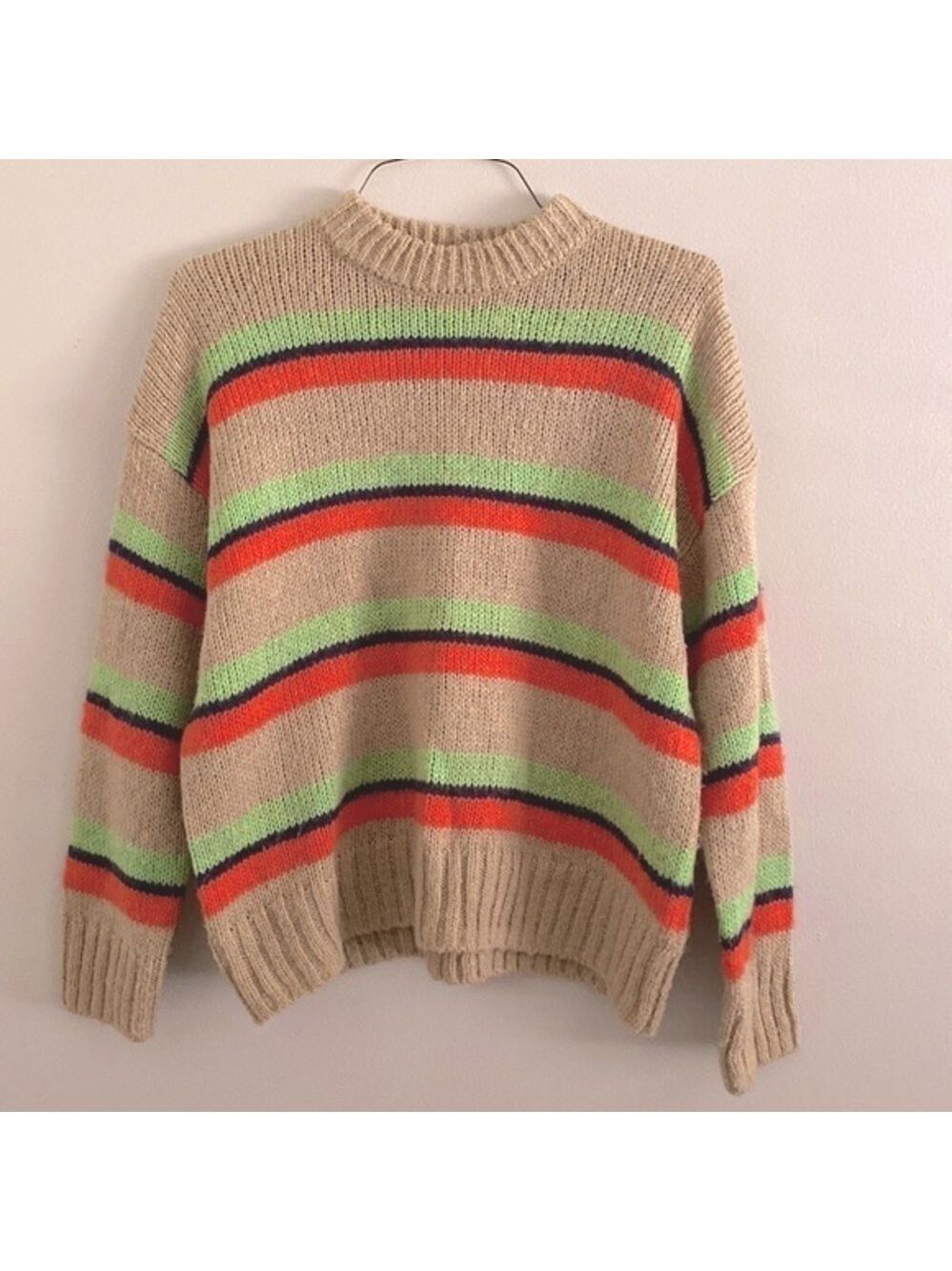 Urban outfitters tan striped oversized sweater